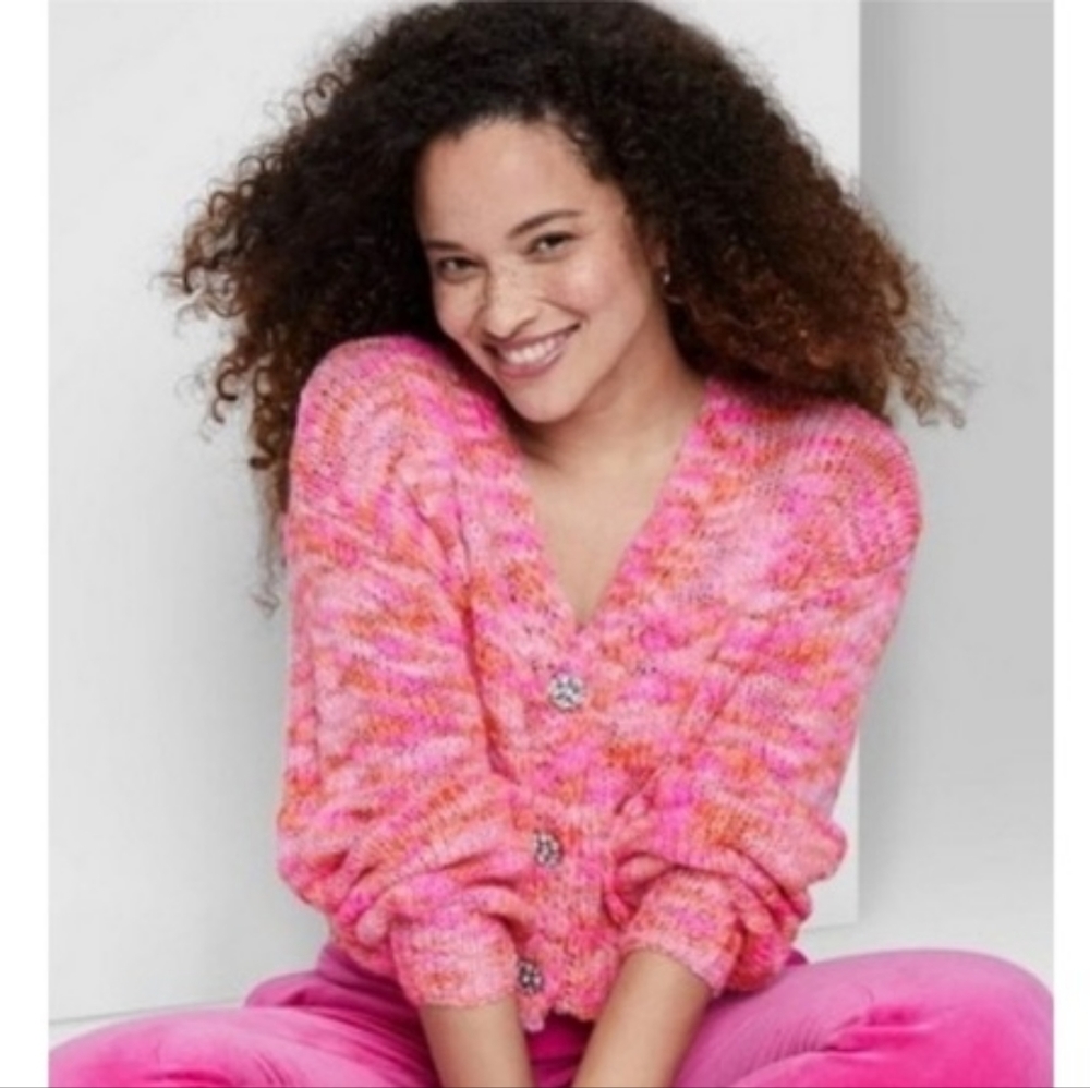 Wild Fable Pink Chunky Knit Cardigan Sweater